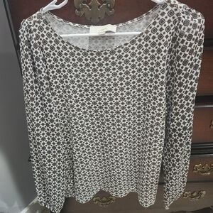 LOFT Geometric Black and White Blouse